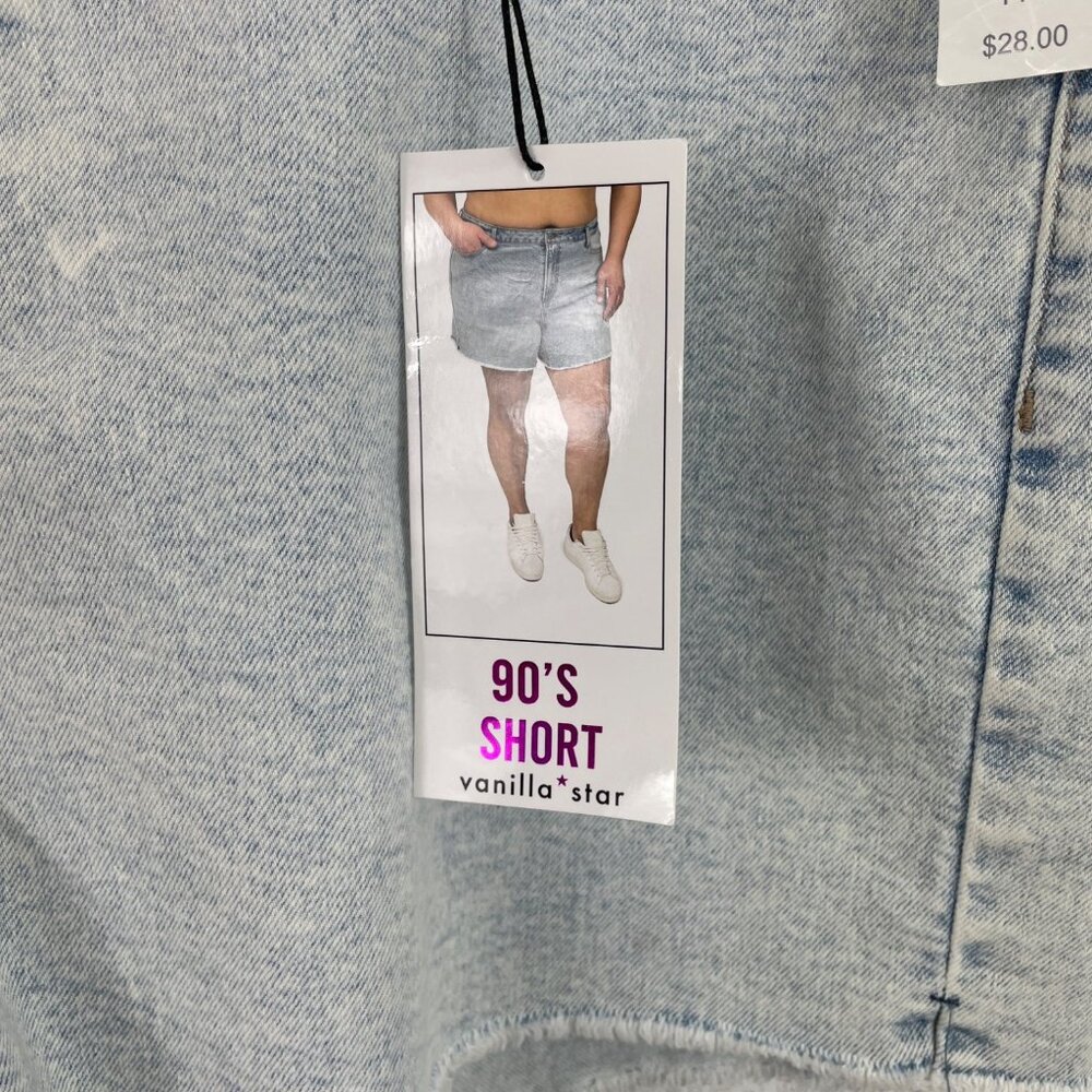 Vanilla Star Womens High Rise 90s Light Wash Denim Shorts Size 14W - Picture 6 of 12
